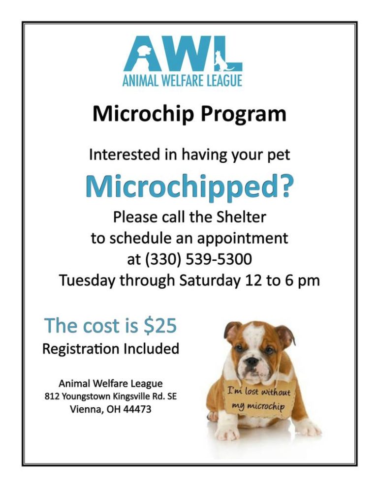 Microchipping & Dog Licenses Animal Welfare League of Trumbull County